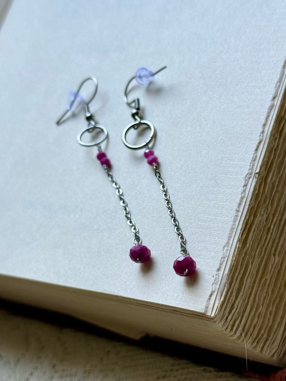 Ruby Dangle Earrings - Picture 2 of 6
